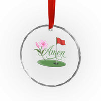 Amen Funny Golf Crystal Glass Ornament Azalea Floral Augusta Georgia for Golfers