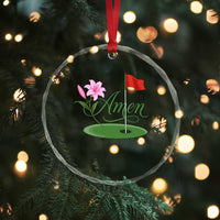 Amen Funny Golf Crystal Glass Ornament Azalea Floral Augusta Georgia for Golfers