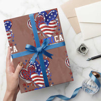 America 1776-2026 Patriotic Hearts Wrapping Paper Roll Semiquincentennial 250th Anniversary Red White Blue Stars and Stripes