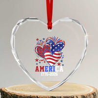America 1776-2026 Patriotic Hearts Heart Crystal Glass Ornament Semiquincentennial 250th Anniversary Red White Blue Stars and Stripes