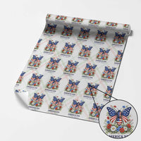 America 250 Patriotic Butterfly Floral Graphic Wrapping Paper Roll American Flag Wings Watercolor Wildflowers 1776 to 2026 Semiquincentennial