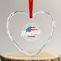 America 250 Years 1776 2026 Heart Crystal Glass Ornament 250th Anniversary USA Vintage USA Flag