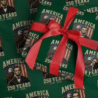 America 250 Years Abraham Lincoln Wrapping Paper Roll Retro Eagle 250th Anniversary USA Flag 1776 2026