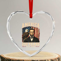 America 250 Years Abraham Lincoln Heart Crystal Glass Ornament Retro Eagle 250th Anniversary USA Flag 1776 2026
