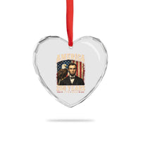 America 250 Years Abraham Lincoln Heart Crystal Glass Ornament Retro Eagle 250th Anniversary USA Flag 1776 2026