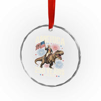America 250 Years George Washington Riding Tyrannosaurus Rex Crystal Glass Ornament