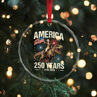 America 250 Years George Washington Riding Tyrannosaurus Rex Crystal Glass Ornament
