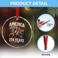 America 250 Years George Washington Riding Tyrannosaurus Rex Crystal Glass Ornament