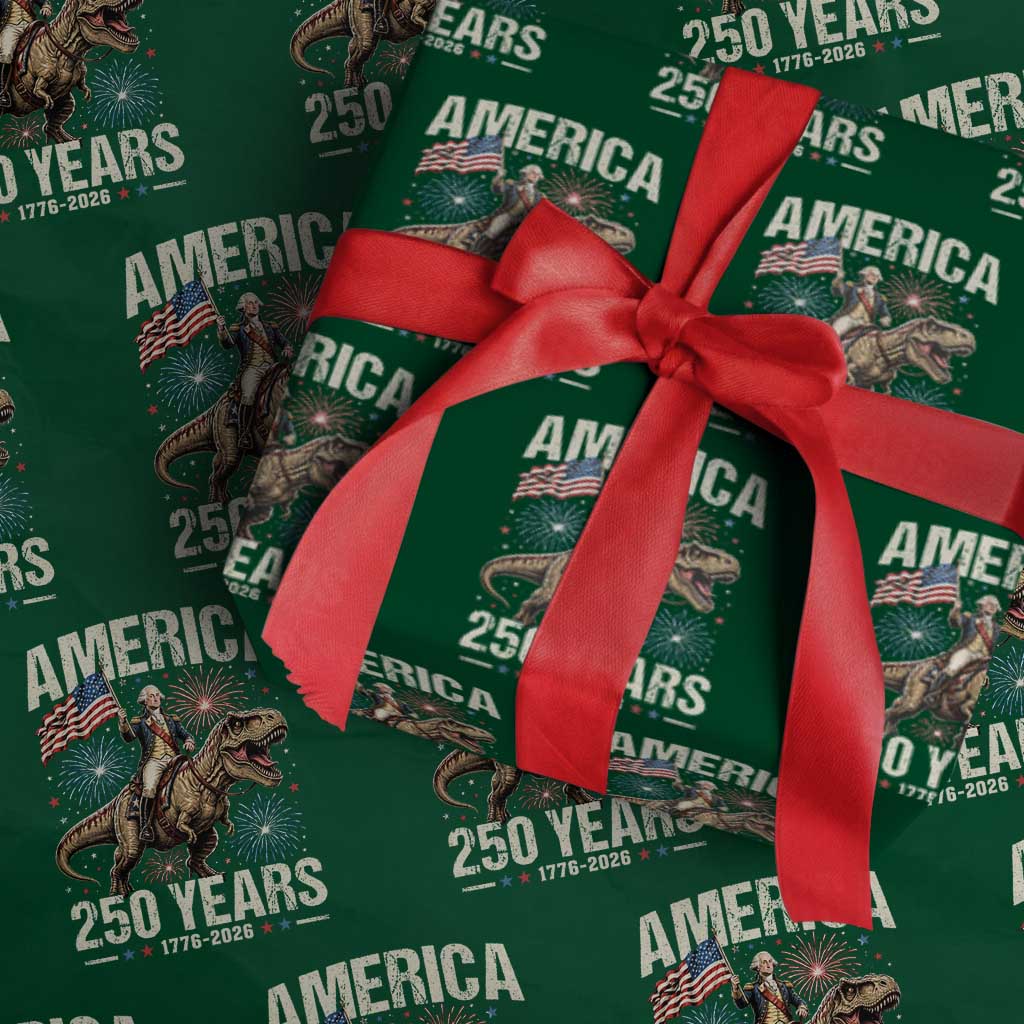 America 250 Years George Washington Riding Tyrannosaurus Rex Wrapping Paper Roll