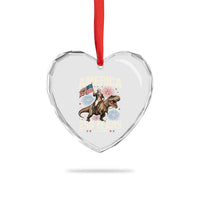 America 250 Years George Washington Riding Tyrannosaurus Rex Heart Crystal Glass Ornament