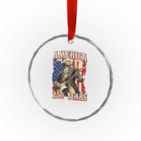 America 250 Years George Washington Rock Star Crystal Glass Ornament Funny Electric Guitar Player Vintage American Flag 1776 to 2026 Semiquincentennial