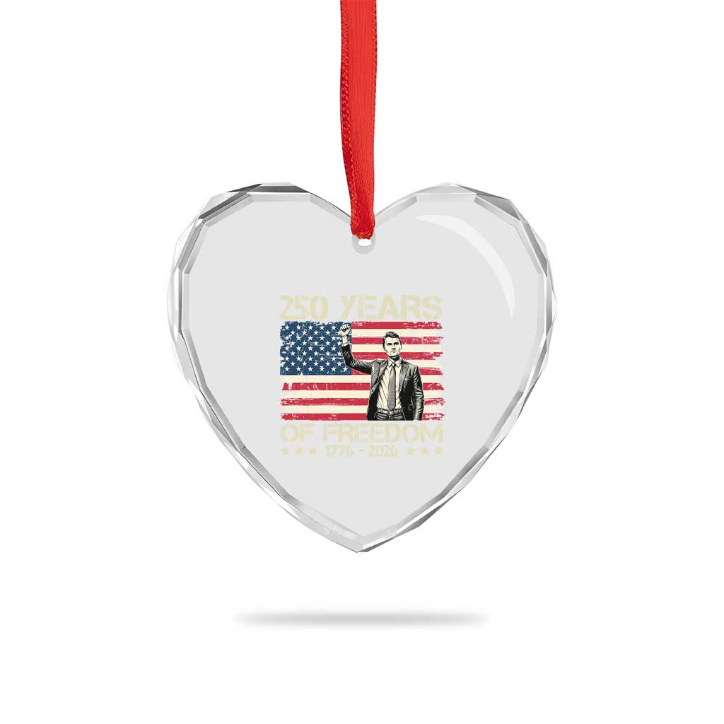 America 250 Years Heart Crystal Glass Ornament Charlie Kirk American Flag Freedom