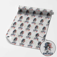 America 250 Years Wrapping Paper Roll 250th Anniversary USA Patriotic Girl Messy Bun 1776 2026