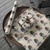 America 250 Years Wrapping Paper Roll 250th Anniversary USA Patriotic Girl Messy Bun 1776 2026