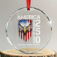 America 250 Years Of Freedom Crystal Glass Ornament USA Anniversary Bald Eagle Patriotic Jets