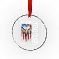 America 250 Years Of Freedom Crystal Glass Ornament USA Anniversary Bald Eagle Patriotic Jets