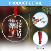 America 250 Years Of Freedom Crystal Glass Ornament USA Anniversary Bald Eagle Patriotic Jets