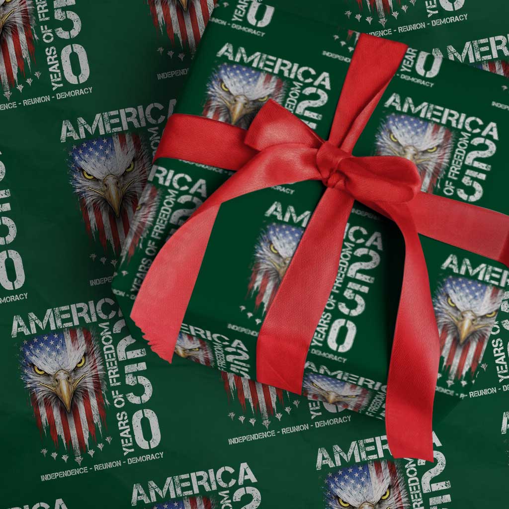 America 250 Years Of Freedom Wrapping Paper Roll USA Anniversary Bald Eagle Patriotic Jets