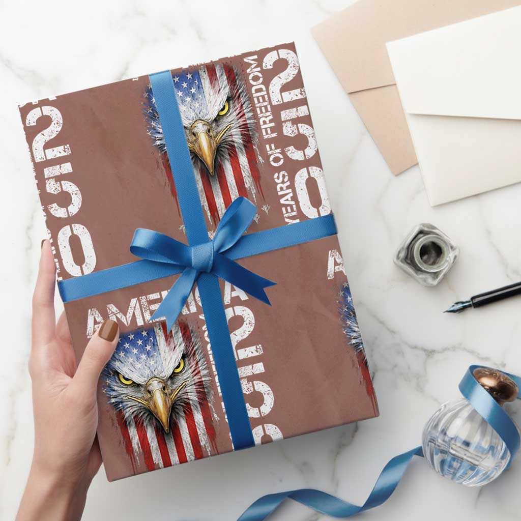America 250 Years Of Freedom Wrapping Paper Roll USA Anniversary Bald Eagle Patriotic Jets