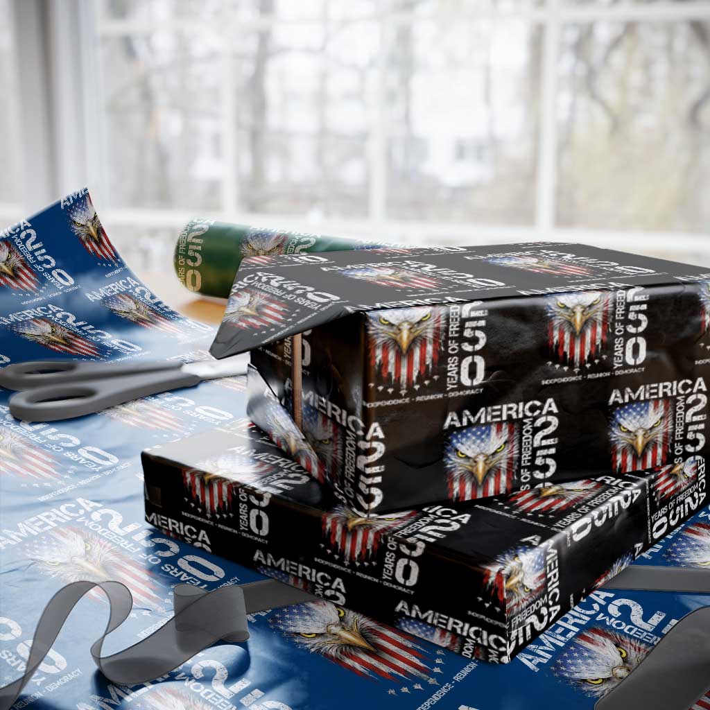 America 250 Years Of Freedom Wrapping Paper Roll USA Anniversary Bald Eagle Patriotic Jets