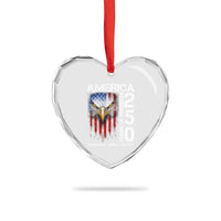 America 250 Years Of Freedom Heart Crystal Glass Ornament USA Anniversary Bald Eagle Patriotic Jets