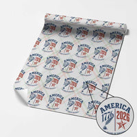 America 250 Years of Greatness Patriotic Wrapping Paper Roll Vintage 1776 to 2026 Quill and Star Semiquincentennial
