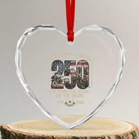 America 250 Years Paid In Full By The Brave Heart Crystal Glass Ornament Patriotic Military Remembrance USA Semiquincentennial