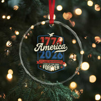 America 250th Anniversary 1776 to 2026 Crystal Glass Ornament Land Of The Free Patriotic Gift