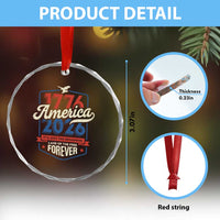 America 250th Anniversary 1776 to 2026 Crystal Glass Ornament Land Of The Free Patriotic Gift