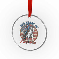 America 250th Anniversary Crystal Glass Ornament American Flag Cowboy Rodeo 4th of July