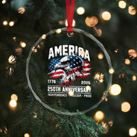 America 250th Anniversary Crystal Glass Ornament USA Patriotic Eagle 1776 2026 Independence Freedom Pride