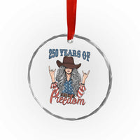 America 250th Anniversary Crystal Glass Ornament Western Cowgirl American Flag 4th of July