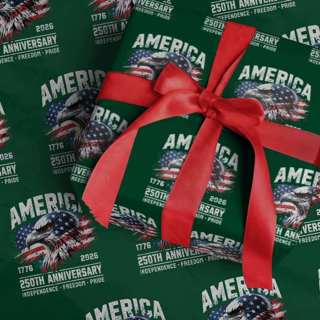 America 250th Anniversary Wrapping Paper Roll USA Patriotic Eagle 1776 2026 Independence Freedom Pride