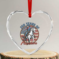 America 250th Anniversary Heart Crystal Glass Ornament American Flag Cowboy Rodeo 4th of July