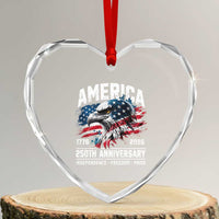 America 250th Anniversary Heart Crystal Glass Ornament USA Patriotic Eagle 1776 2026 Independence Freedom Pride