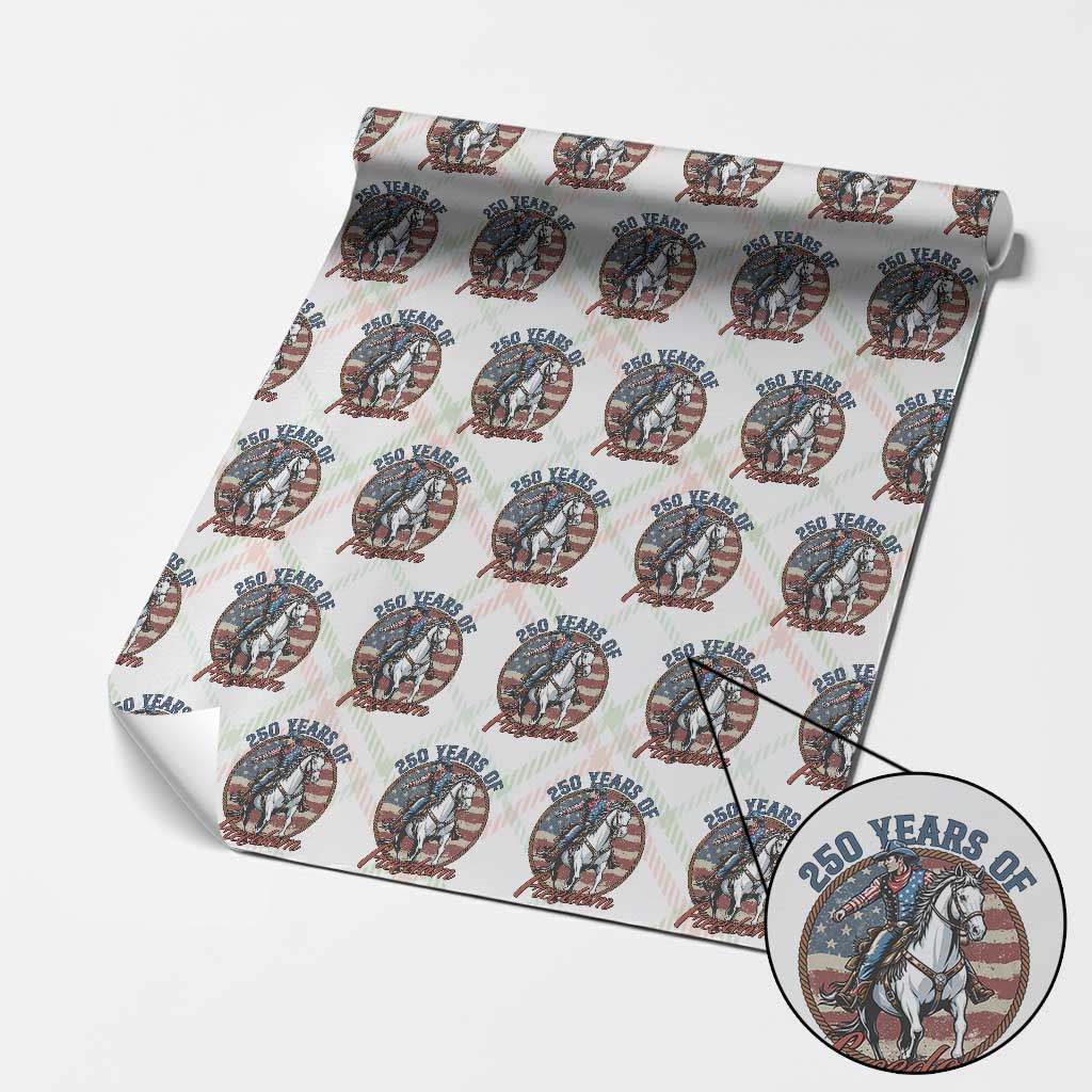 America 250th Anniversary Wrapping Paper Roll American Flag Cowboy Rodeo 4th of July