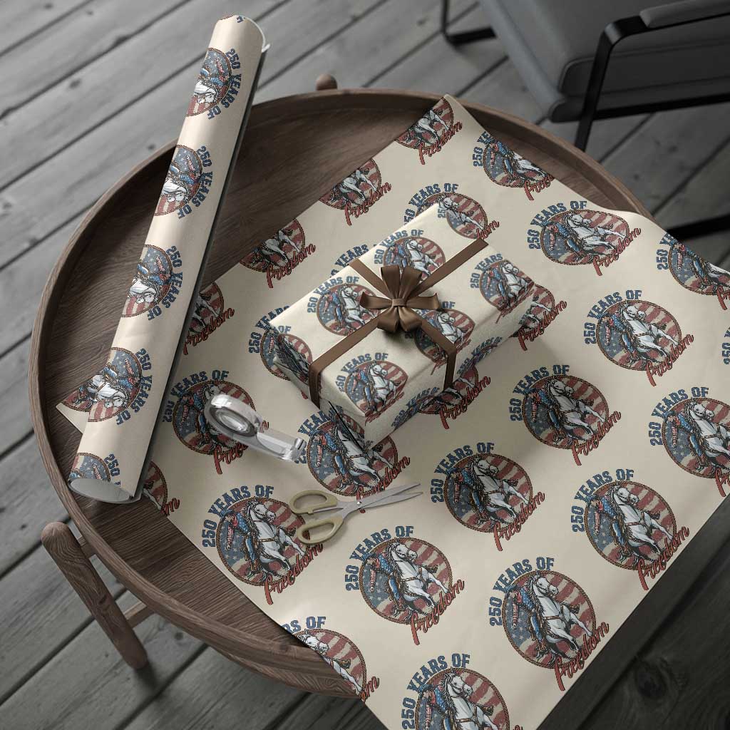 America 250th Anniversary Wrapping Paper Roll American Flag Cowboy Rodeo 4th of July