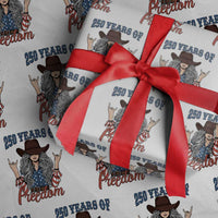 America 250th Anniversary Wrapping Paper Roll Western Cowgirl American Flag 4th of July