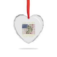 America 250th Bass Fishing American Flag Heart Crystal Glass Ornament