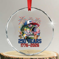 America 250th Fishing Crystal Glass Ornament Patriotic Bass Fish American Flag