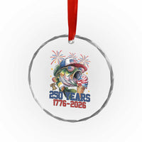 America 250th Fishing Crystal Glass Ornament Patriotic Bass Fish American Flag