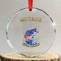America 250th Fishing Crystal Glass Ornament Patriotic Fisherman American Flag