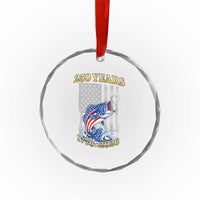 America 250th Fishing Crystal Glass Ornament Patriotic Fisherman American Flag