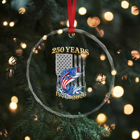 America 250th Fishing Crystal Glass Ornament Patriotic Fisherman American Flag