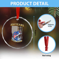 America 250th Fishing Crystal Glass Ornament Patriotic Fisherman American Flag