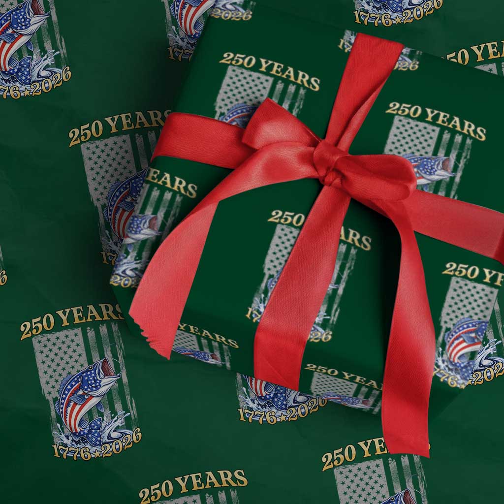 America 250th Fishing Wrapping Paper Roll Patriotic Fisherman American Flag