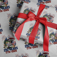 America 250th Fishing Wrapping Paper Roll Patriotic Bass Fish American Flag
