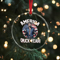America Chuck Yeah Legendary Action Hero Crystal Glass Ornament Patriotic USA Flag Tribute 4th of July Freedom Humor