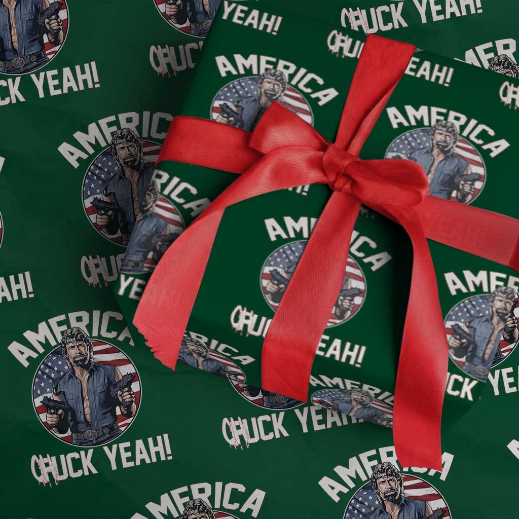 America Chuck Yeah Legendary Action Hero Wrapping Paper Roll Patriotic USA Flag Tribute 4th of July Freedom Humor