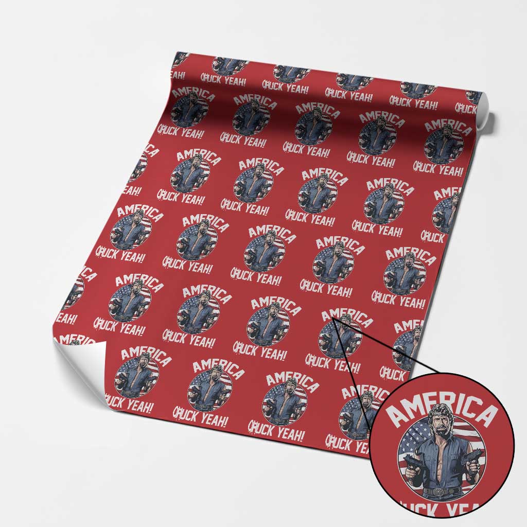 America Chuck Yeah Legendary Action Hero Wrapping Paper Roll Patriotic USA Flag Tribute 4th of July Freedom Humor
